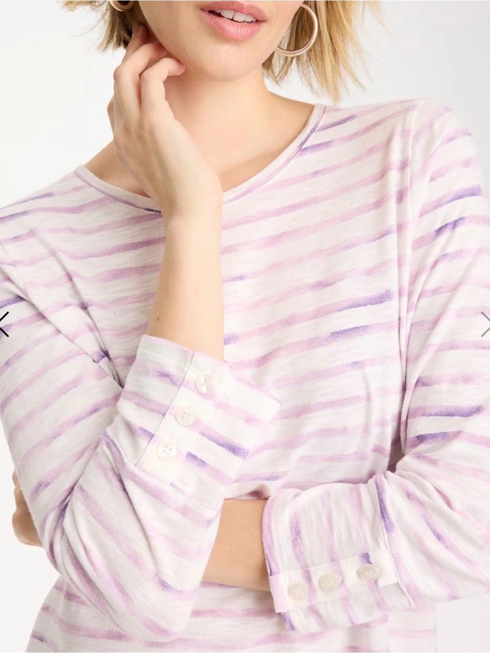 NWT Chicos Palermo Cotton Slub Stripes Tee, Size 1 - Picture 3 of 14
